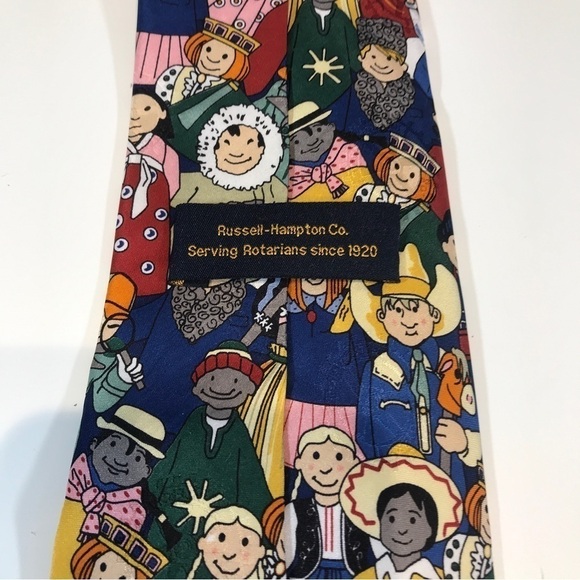 Russel Hampton Company Rotary Club International Kids Silk Neck Tie - Picture 4 of 6